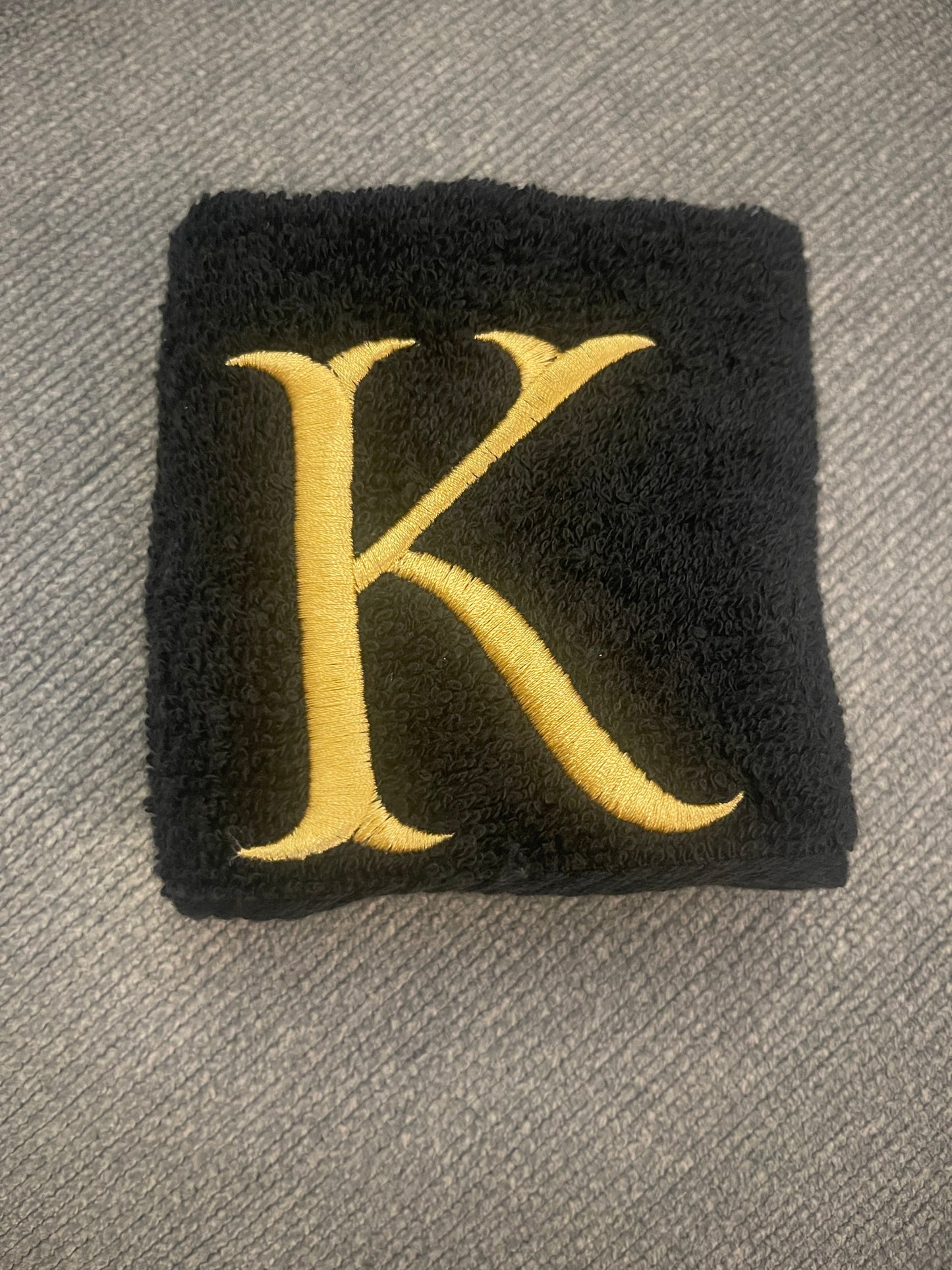 Monogrammed Hand Towel - Black w/ gold lettering